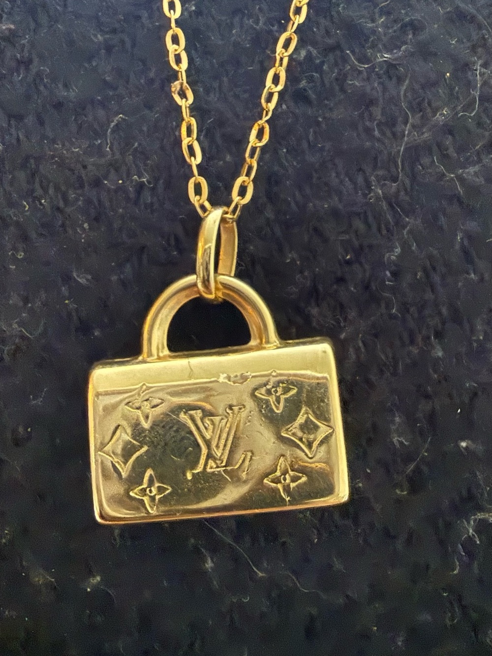 Louis Vuitton Gold Mini Handbag Pendant Necklace